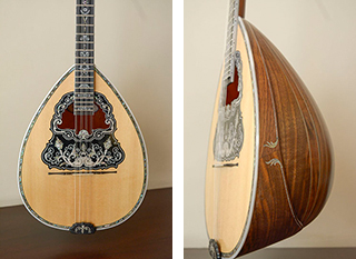 Τετράχορδο μπουζούκι από άβαφη καρυδιά μουαρέ